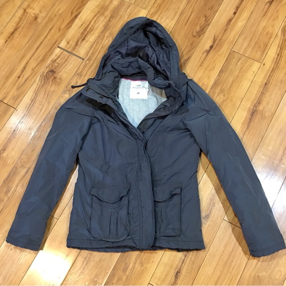 H&M winter coat jacket lined snow rain puffer small grey gray blue - Picture 6 of 14